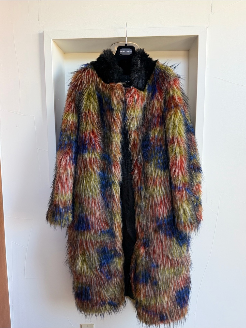 SpiritHoods Multicolor Faux Fur Teddy Coat with Black Collar
